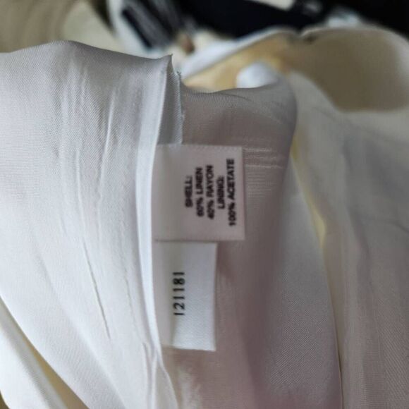 Ann Taylor LOFT Womens White Wide Leg High Waist Lined Linen Pants Size 8P - Picture 13 of 15